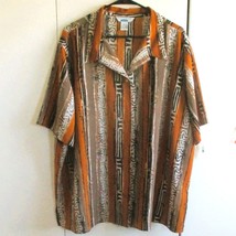 Vtg Ship N Shore Retro Striped Button-Up Shirt 26W Womens Polyester Brow... - $260.16 MXN