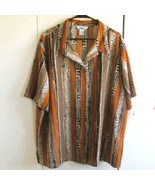 Vtg Ship N Shore Retro Striped Button-Up Shirt 26W Womens Polyester Brow... - $258.93 MXN
