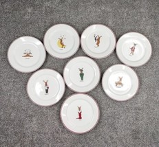 Rainbow Mountain Santas Reindeer Plates Set of 8 Dasher Dance Comet Vixe... - $39.99