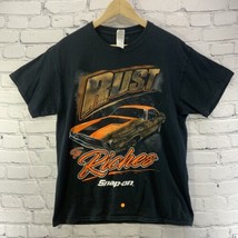 Snap On Rust To Riches T Shirt Mens Sz L Black Orange FLAW - $19.79