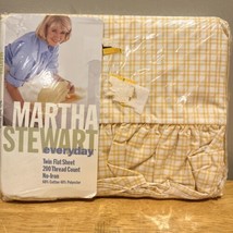Martha Stewart Vintage Twin Flat Sheet Yellow Gingham Ruffled Edge Cotto... - $29.69