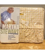 Martha Stewart Vintage Twin Flat Sheet Yellow Gingham Ruffled Edge Cotto... - $40.73 CAD