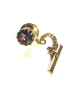 VTG Round Crystal Rivolis Multicolor Stone Gold Tone Pin Tie Tack Mens J... - $380.56 MXN