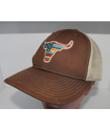 ARIAT Men&#39;s Brown Trucker Snapback R112 Bull USA Flag Patch Cap - $24.87