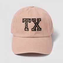 Dusty Rose Embroidered Leopard Print Texas TX Cotton Baseball Cap - $24.75