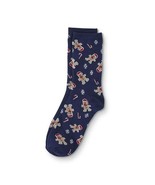 Holiday Novelty Crew Socks Women&#39;s Shoe Size 4-10 Navy Gingerbread Men 1... - £7.37 GBP