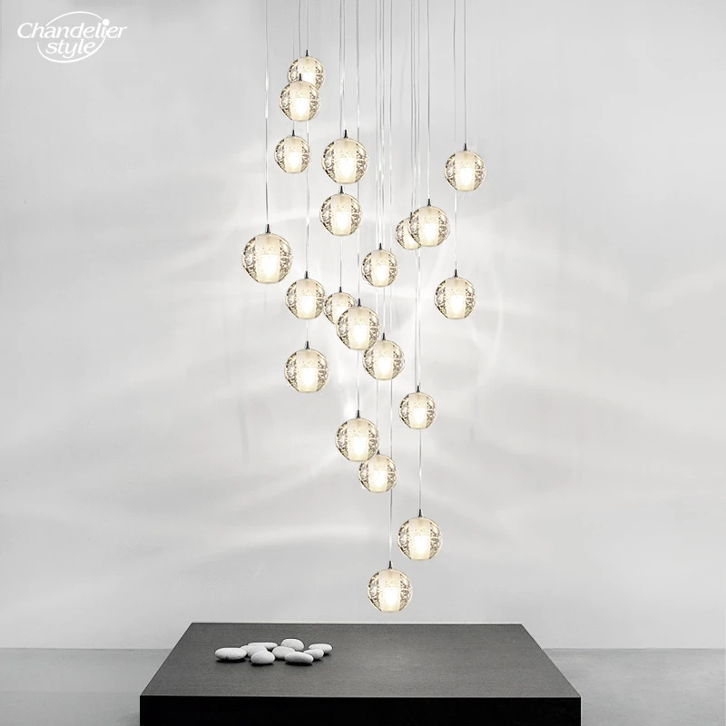  LED Chandeliers  Bubble Crystal Ball Chrome  Black Pendant Hanging Lights Livin - £229.03 GBP