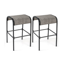 Set of 2/4 Patio Metal Bar Stools with Curved Fabric Seat-Set of 2 - Col... - $2,589.52 MXN