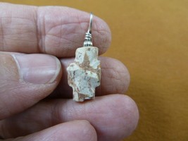 CR505-91) 5/8&quot; Fairy Stone Pendant Christian Silver Cross Staurolite Crystal - £14.78 GBP