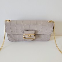 Coach CN380 Croc Embossed Leather Morgan Crossbody Clutch Handbag Grey Birch - £115.65 GBP