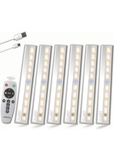 Under Cabinet Lighting 6 Pack with Remote Dimmable Rechargeable 3 Color ... - £31.14 GBP