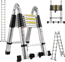 16.5Ft Telescopic Extension Ladder Aluminum Folding Step Multi-Use Non-S... - £190.36 GBP