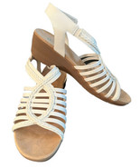 YUU HEIDI women&#39;s hook &amp; loop sandals multiple shoe sizes white faux lea... - $13.36