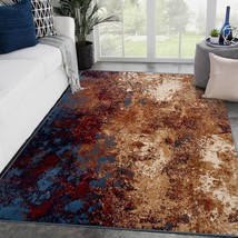 Modern Splatter Blue 5 X 7 Abstract Area Rug From The Howell Collection By Luxe - £91.35 GBP