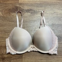 Victorias Secret Nude Dream Push Up Bra Womens Size 32D Beige Lace Padded Tan - £21.80 GBP