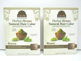 2 PACK Okay Pure Natural Herbal Henna Natural Hair Color BROWN Chemical Free NEW - £11.93 GBP