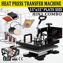 8IN1 Combo Heat Press Machine 15"x15" Sublimation Transfer T-Shirt Mug Plate Hat - £251.00 GBP
