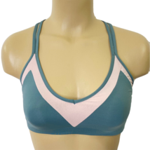 Maaji Sports Bra Womens size Small Strappy Back Reversible V Neck Green Pink - £18.03 GBP