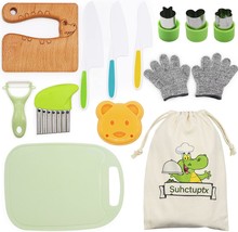 14 Pcs. Wooden Kids Kitchen Knife, Kids Knife Set With Gloves,, Crocodile. - £26.70 GBP