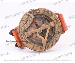 Vintage Style Wristwatch Antique Brass Round Sundial Compass Gift For Hu... - £18.06 GBP+