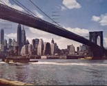 1949 Kodachrome Color Card - Brooklyn Bridge - Brooklyn New York NYC Tug... - $6.88