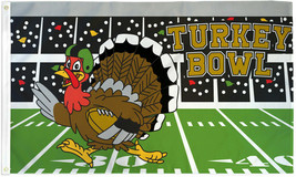 Turkey Bowl Flag 3x5ft Thanksgiving Decor Football Flag Happy Thanksgivi... - £13.62 GBP