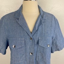Vtg Y2K 90s Evan-Picone Womens Camp Shirt Blouse Size 12 Chambray Blue C... - $24.75