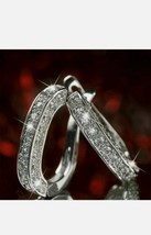 2Ct Simulated Diamond Cluster Hoop Earrings Solid 14K White Gold Plated - £52.76 GBP