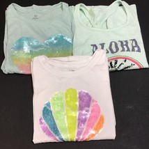 Gap So XL Tops Girls Lot of 3 Sequin Flippables Pastels T-Shirts and Tank  - $9.89