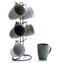Elama Tahitian Waves 6-Piece 12 oz. Mug Set with Stand, Assorted Colors - $1,270.18 MXN