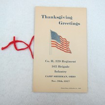 Antique 1917 WW1 WWI Thanksgiving Menu Camp Sherman Ohio 329th Roster Co... - $49.99
