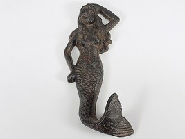 CAST IRON HANGING MERMAID COAT HOOK WALL HANGER 6&quot; Tall TOPLESS FEMALE S... - $9.89