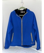 Double Diamond Med Blue Fleece Lined Soft Shell Jacket Yellow Accents Un... - $34.57 CAD