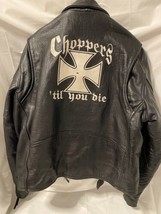 Vintage Leather Biker Jacket Choppers Till You Die By NYB Gear READ - £109.63 GBP