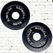 2 BARBELL 5 lb. Cast Iron 2&quot; Center Hole - £18.07 GBP