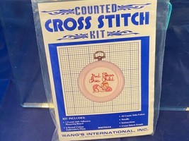Vintage Wang's International Counted Cross Stitch Kit Baby Girl God Bless Pink - $7.69