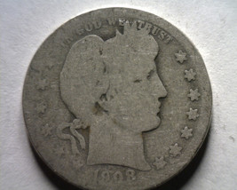 1908-O Barber Quarter Dollar About Good Ag Nice Original Coin Bobs Coin 99c Ship - £6.29 GBP