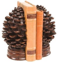 Bookends Rustic Pinecone Oversize Hand Painted Mountain OK Casting USA - £203.73 GBP