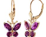 Galaxy Gold GG 14K Solid Yellow Gold Natural Amethyst Butterfly Earrings... - $620.72