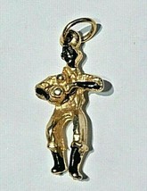 Rare Vtg Gold Over Sterling Silver Charm &#39;&#39;mariachi Player&#39;&#39; Painted 2.8grams - £14.91 GBP