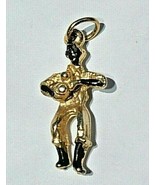 RARE Vtg Gold over Sterling Silver Charm &#39;&#39;MARIACHI PLAYER&#39;&#39; Painted 2.8... - $355.27 MXN
