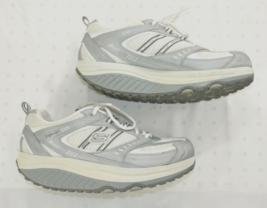 Skechers Shape Ups Womens White &amp; Silver Grey Trim Tone up Shoes  Size 9.5 - £35.38 GBP