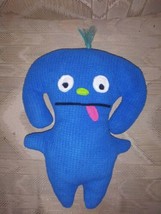 Monster Plush Stuffed Animal 12&quot; Blue Tongue Out Ponytail On Top Green Nose - £10.11 GBP