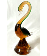 Vintage Murano Hand Blown Amberina Art Glass Bird Swan Gold Fleck Beak - $942.18 MXN