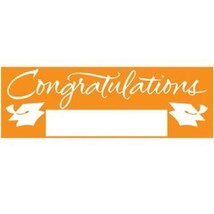 Graduation Orange Giant Banner 60&quot; x 20&quot; Plastic Grad Decorations Party ... - £8.18 GBP