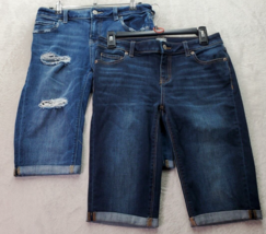 Lot Of 2 SOHO Jean Shorts Women&#39;s Size 0 Blue Denim Ripped Pockets Medium Wash - £18.69 GBP