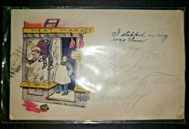 VTG Postcard I Stopped on My Way Down Meat Market Comic Posted Missouri 1906 PC1 - £7.85 GBP