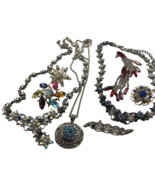 Vintage Costume Jewelry Lot Boho Rhinestone Flowers Statement Cottagecor... - $34.64