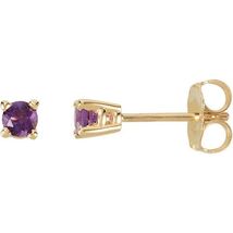 14k Yellow Gold 3MM Round  Amethyst Stud Earrings - $319.00