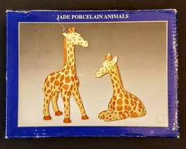 Bon Ton Exclusive Bisque Giraffe LOT of 2 NEW Noah&#39;s Ark Jade Porcelain Animals - £14.22 GBP